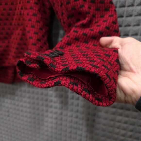 VTG Krizia Italian Blazer Jacket Sz12 Red Wool Tweed Double Breasted Peacoat USA - Picture 12 of 16